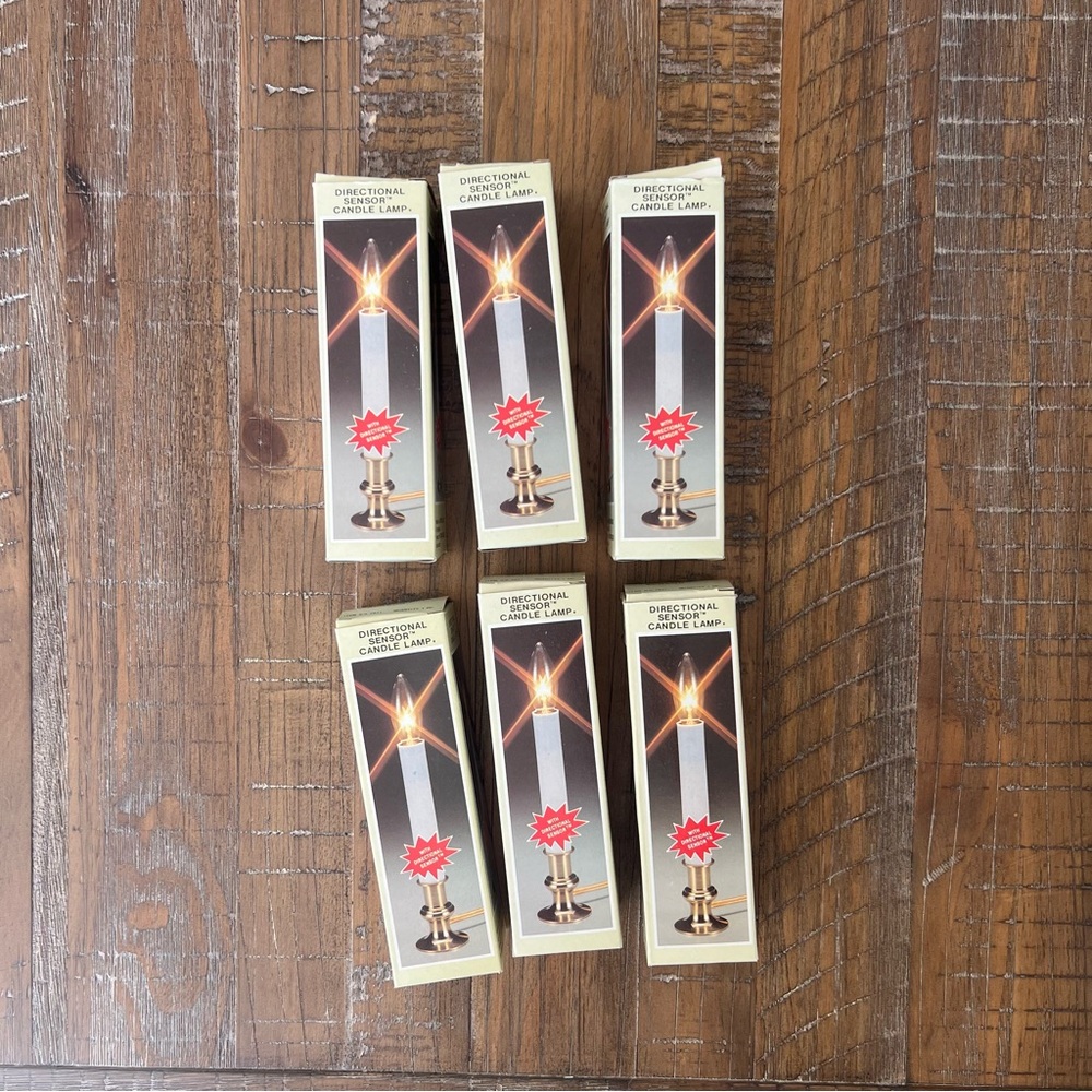 6-Pack Directional Sensor Candle Lamp Brass Candle Holder 7” Pillar (no bulbs)